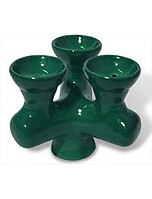 Triple Head Ceramic Hookah Bowl